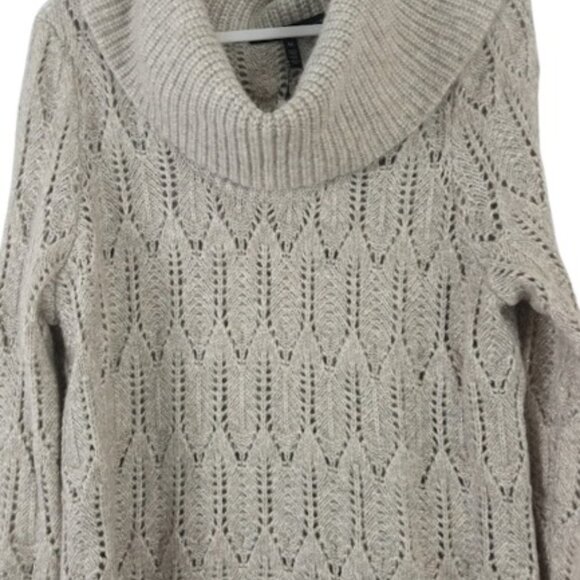 White House Black Market Womens Cowl Neck Sweater Shimmer Biscotti Lunar XL New - Picture 7 of 8